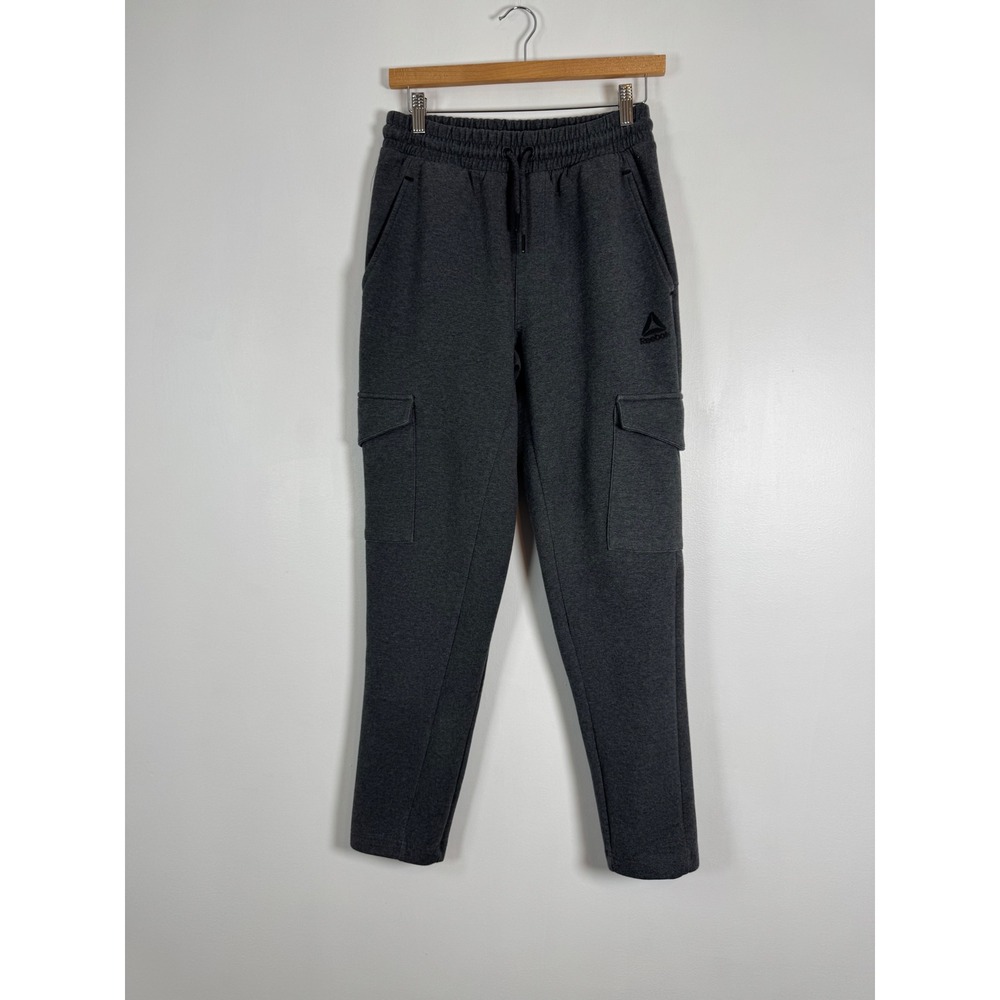 Athleisure Reebok Mens Small Cargo Jogger Pants Gray Tapered Sweatpants Stretch